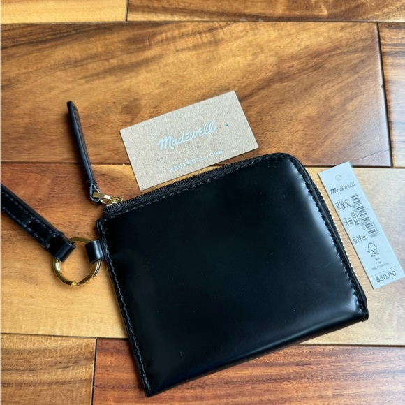 Madewell Black The Essential Small Zip Wallet Wristlet Zip Pouch NWT - Picture 4 of 5